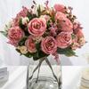 5-Petal Autumn-Colored Peony Artificial Flower Bride Bouquet Wedding Living Room Table Decoration For Vase Home Diy Fake Plants
