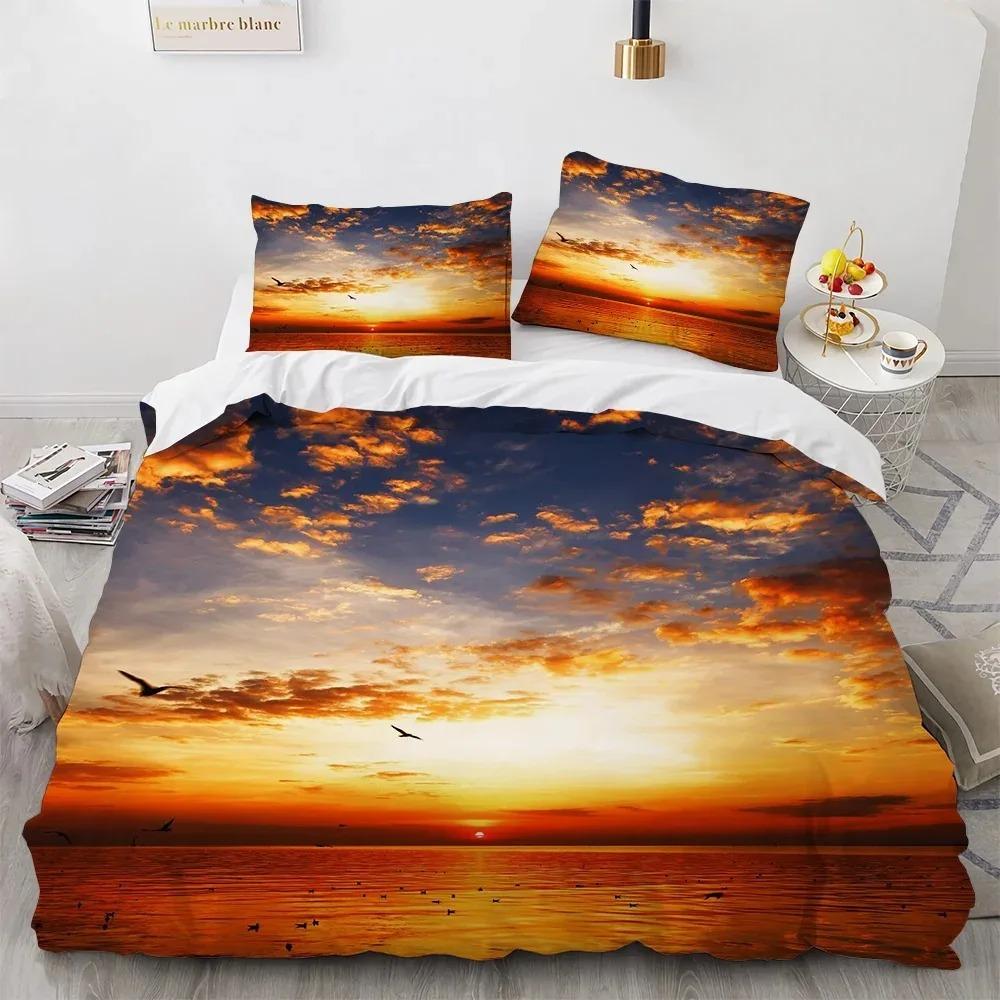 Comforter Blue Sky Cloud King Queen Full Size For Kids Boys Girls Polyester Bedding Set Comforter Landscape Pattern