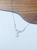 Elegant Zircon Tassel Pendant Necklace Trendy Silver Plated Copper Alloy Flower Shape Charm Necklace for Women's Party Occasion