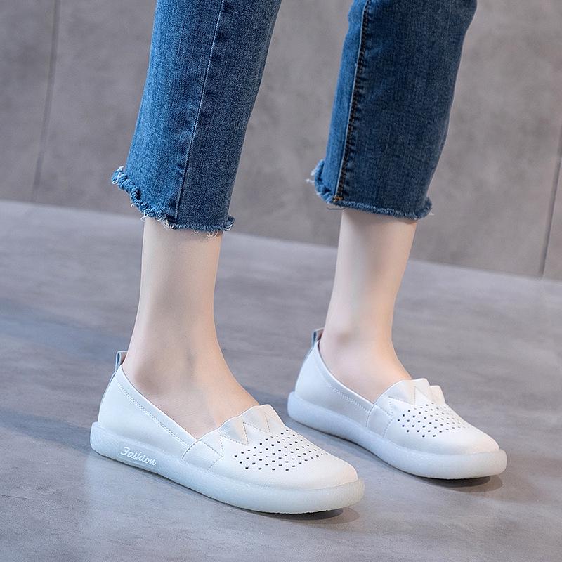 Женские летние дышащие лоферы с вырезами из натуральной кожи на мягкой подошве, плоская обувь для беременности, доступны большие размеры