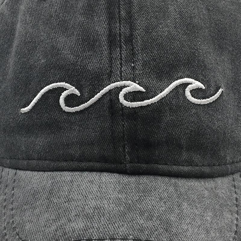 Popular baseball cap Washed wave embroidered baseball cap Summer new outdoor leisure sports