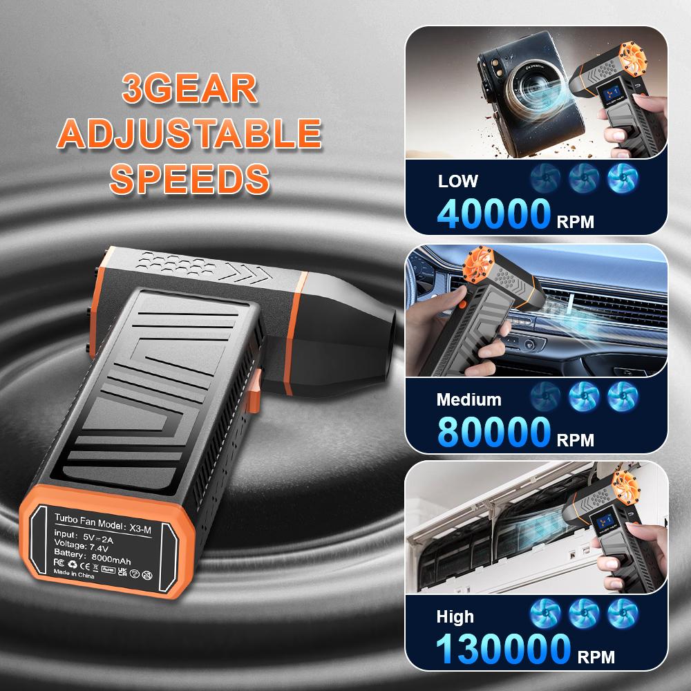 Автомобильные аксессуары 3-ступенчатый регулируемый портативный очиститель воздуха инструмент турбореактивный вентилятор Type-C зарядка 130000 об/мин электрический воздушный пылесос для автомобиля снегоочиститель