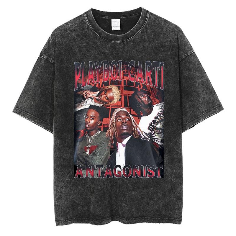 Rapper Playboi Carti Music Album Die Lit Washed Tshirt Men Women Hip Hop Popular Tees Fashion Gothic Tshirts Cotton Streetwear
