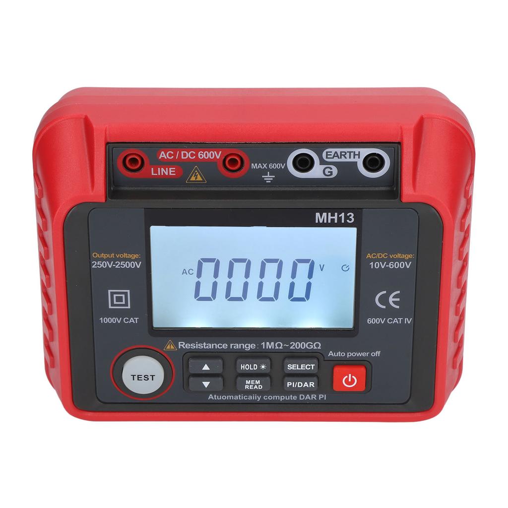 Измеритель сопротивления изоляции Измерение переменного и постоянного напряжения Разряд Точное измерение Омметр Красный