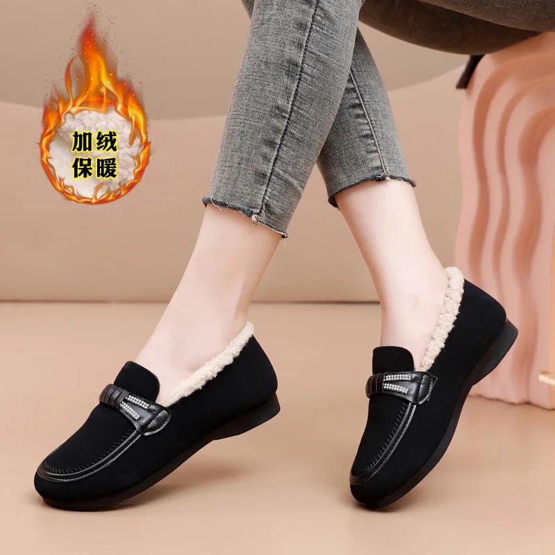 Женские туфли на плоской подошве в стиле ретро, белые женские мокасины с мягкой подошвой, нескользящие, женские повседневные теплые хлопковые туфли Zapatillas Mujer