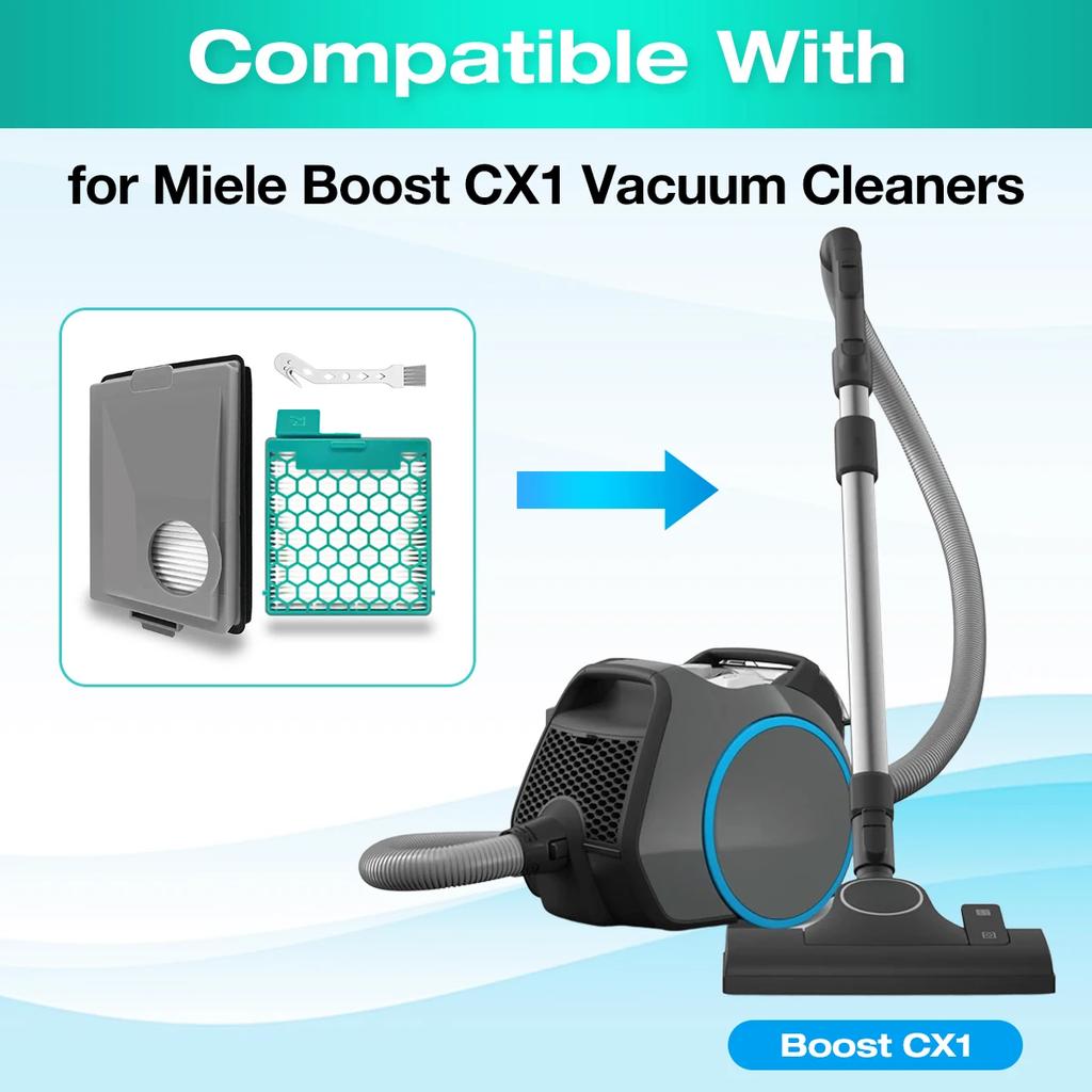 Набор фильтров - Совместим с пылесосами Miele Boost CX1 - Сменный фильтр SF-HY 60 и CX-FSF - Идеально подходит для аллергиков