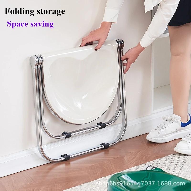 New Folding Chair Instagram Internet Celebrity Leisure Office Dining Chair Acrylic Makeup Stool Coffee Shop Metal Folding Chair