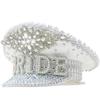 Sparkling Diamond Bride Hat Wedding Props White Sequins and Encrusted Pearls for Wedding Engagement Bachelorette Party