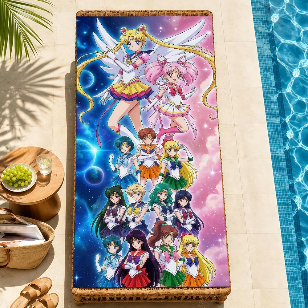 anime cartoon cute S-SailorS M-Moon FK Towel Pool soft Beach Towels Trip swim bath Towel Gym Spa home room Decor Holiday Gift