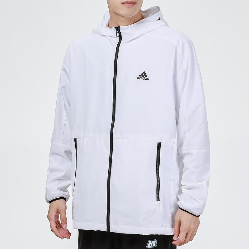 adidas Essentials Тканая повседневная дышащая куртка Newblock с капюшоном, мужская верхняя одежда, белая H40233