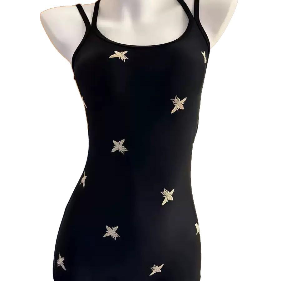 1011 New Premium Swimsuit Women's Gold Embroidered Double Layer with Chest Pad Low Fork Large Hip Wrap Racing Swimsuit