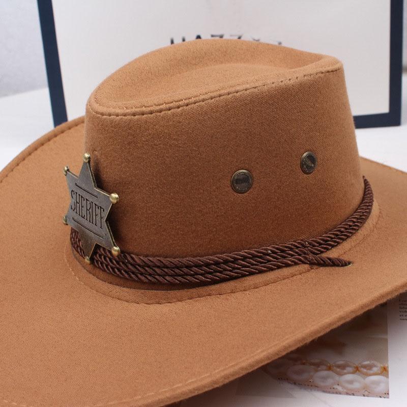 INS унисекс для женщин и мужчин имитация замши шестиконечная звезда шерифа с широкими полями солнцезащитная кепка от солнца пляжная ковбойская шляпа в стиле пастушка в стиле вестерн