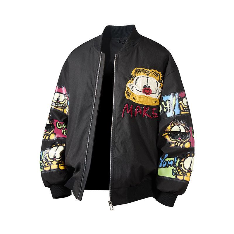 Men's Embroidered Baseball Jacket - Slim Fit, Casual Streetwear for Spring and Autumn