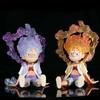 ONE PIECE Q-версия, пятая передача Ника Луффи, оранжевый, фиолетовый, сидячая поза, украшение, модель, фигурка в коробке.