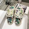 Дизайнерские летние женские тапочки на платформе, мюли с граффити, шлепанцы, уличные сандалии, сабо, повседневная обувь на плоской подошве для женщин