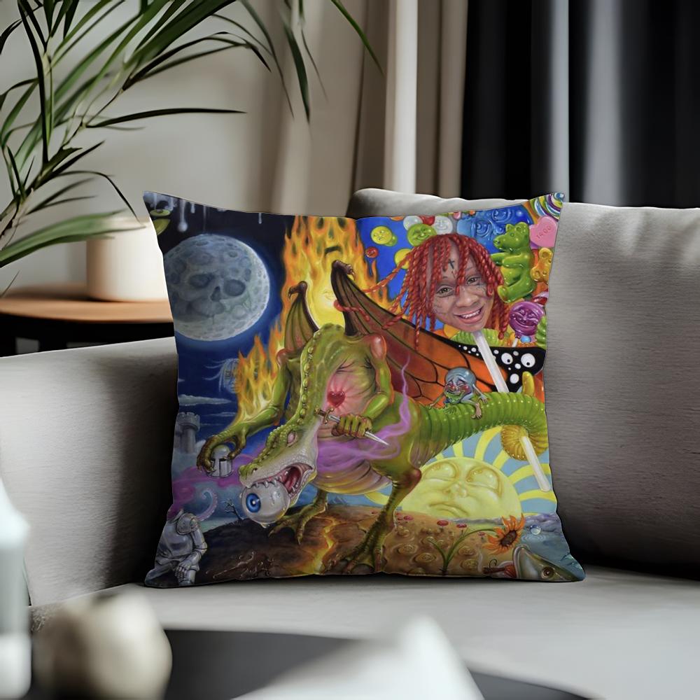 Fashion TTrippie Reddead Cushion Cover Antidustmite Pillowcase Invisible Zipper Silky Short Plush Sofa Cushion Cover