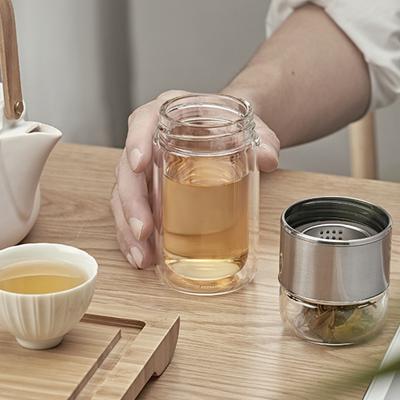 Стеклянная бутылка для заваривания чая с двухслойной изоляцией, портативная дорожная заварка для чая с фильтром