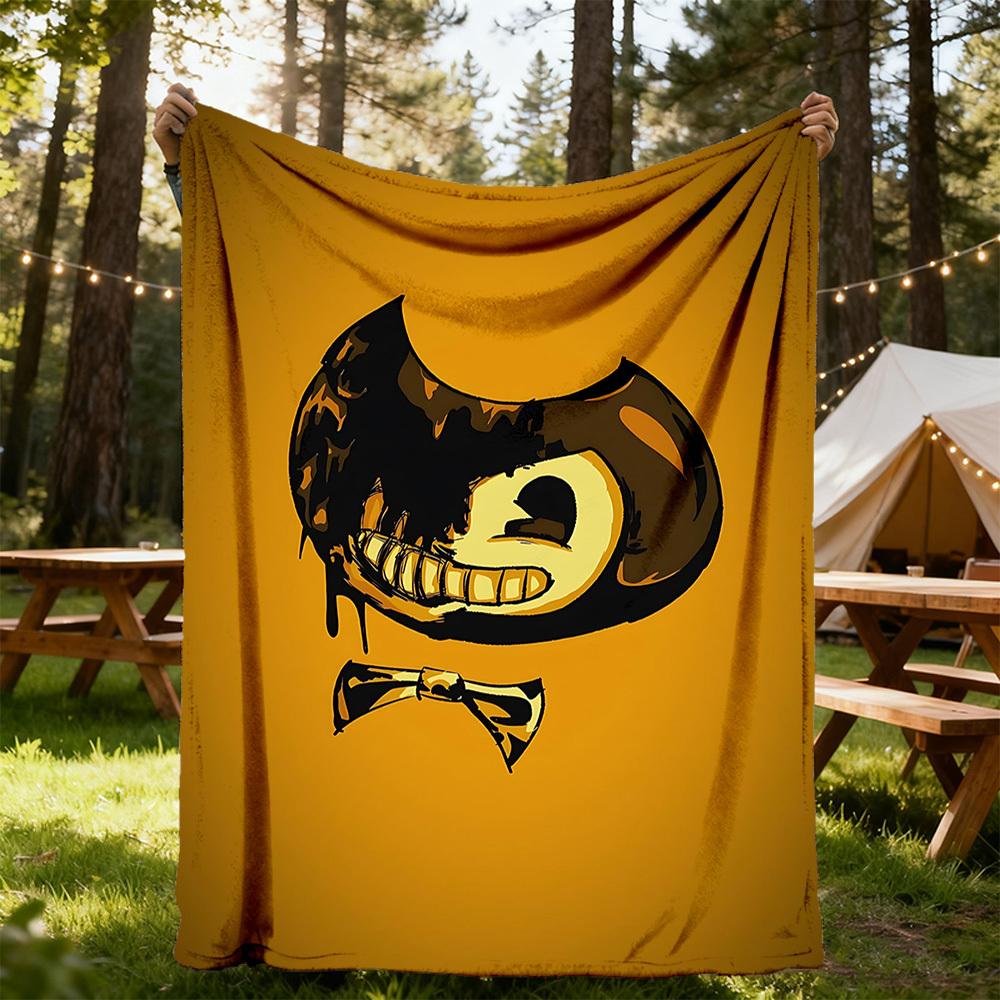 1PC Bendy and the Ink Machine Outdoor Flannel Throw Blanket - HD Printed Lightweight Soft Warm All-Season Blanket for Sofa, Bed, Travel, Camping 024