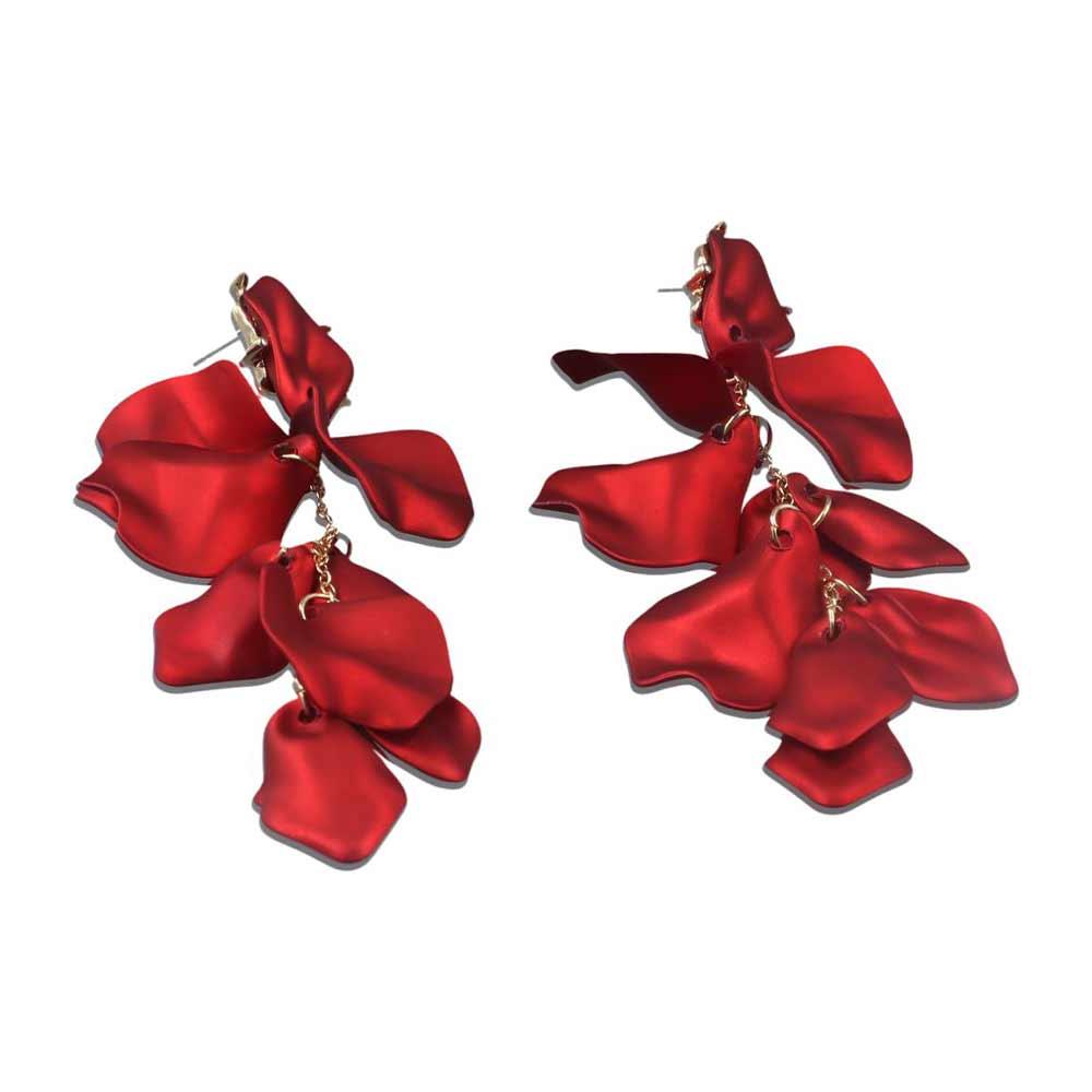 Female Drop Flower Metal Acrylic Resin Red Rose Jewelry Accessories Dangle Earrings Stud Earring