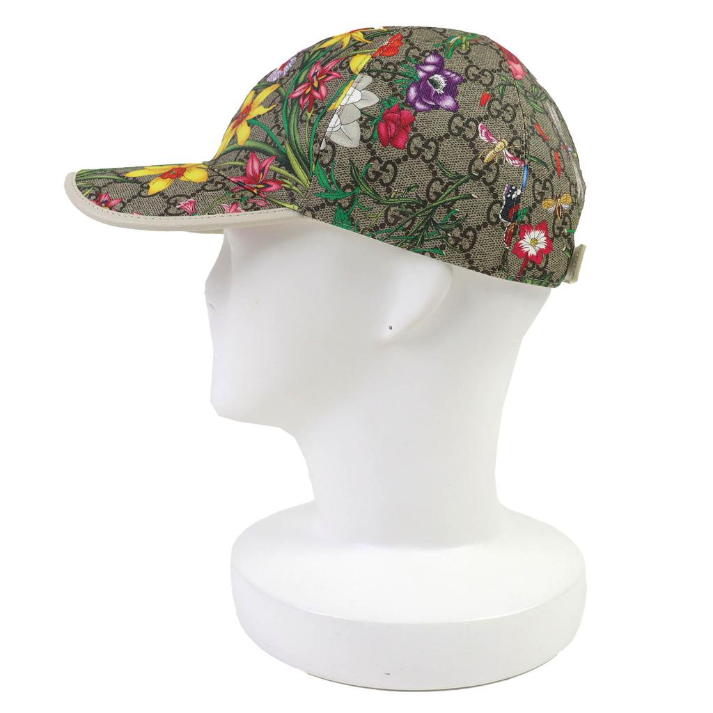 Pristine GUCCI cap GG Supreme Flora floral baseball cap Beige multicolor 603986 Used