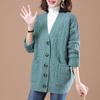 Large Size Women's Knitted Cardigan with Thick Loose Versatile Coat, Solid Color Sweater Jacket