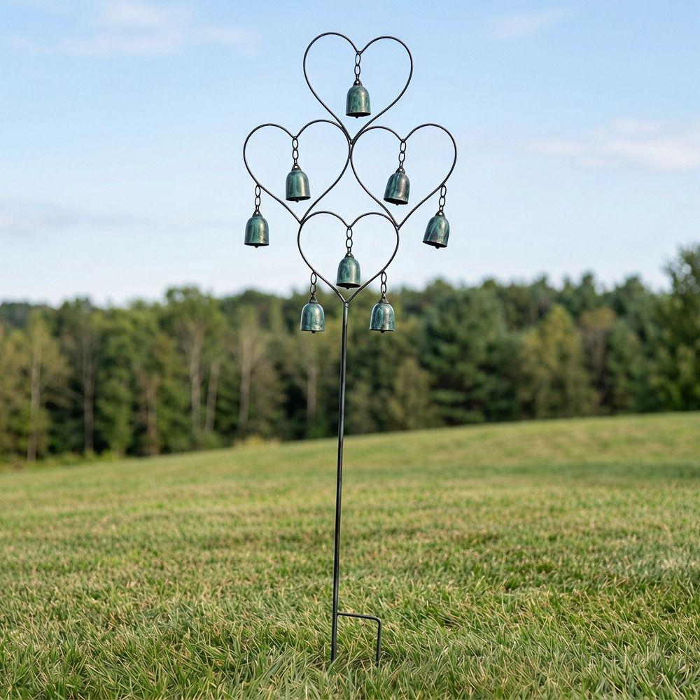Rustic Wind Chime Ground Plug Heart-Shaped Yard Ornament Garden Decoration Outdoor Decoration