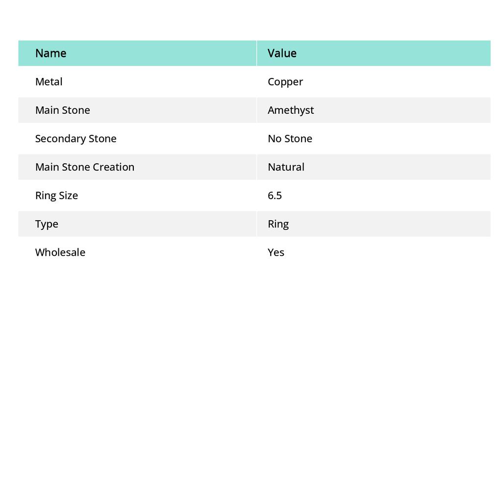 Натуральный шалфейный аметист, драгоценный камень, кольцо из медной проволоки ручной работы, размер 6,5, V3w43