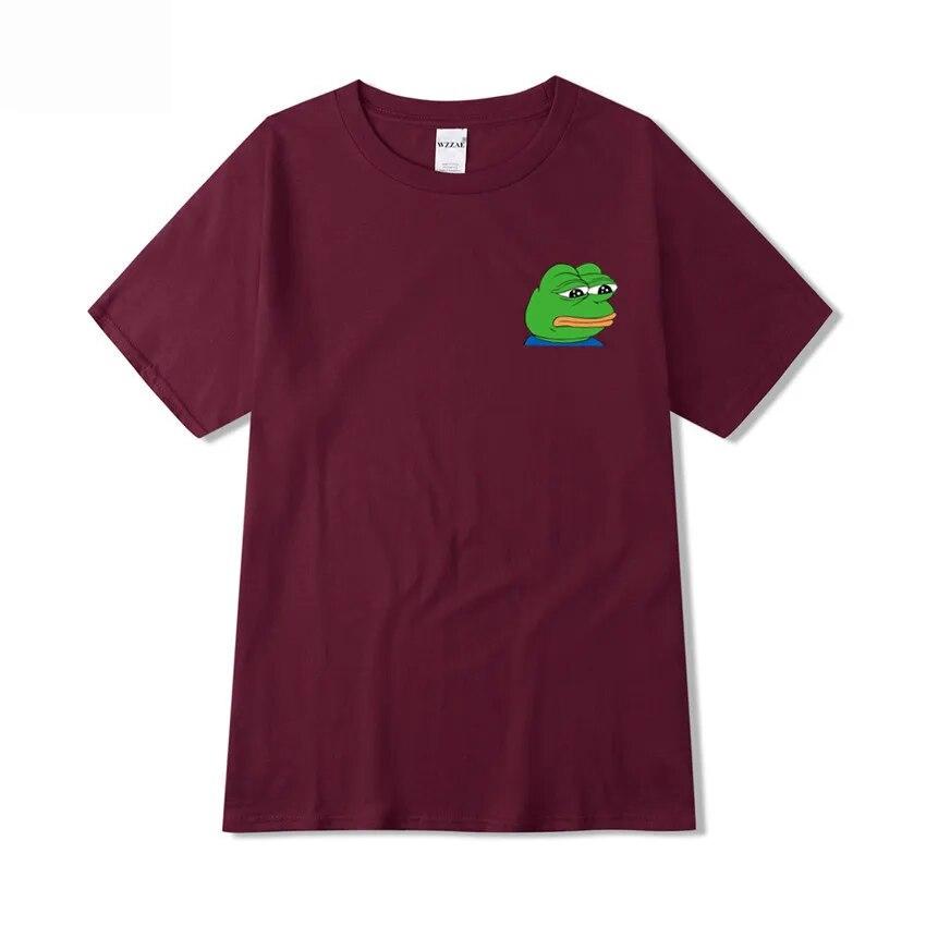 Летняя футболка унисекс Sad Frog Unisex Clothing Печатные забавные футболки Повседневные топы с короткими рукавами Хлопковая футболка для унисекс Свободная футболка