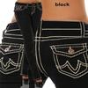 Women's Low Waist Straight Jeans Slim Denim Long Pants Plus Size