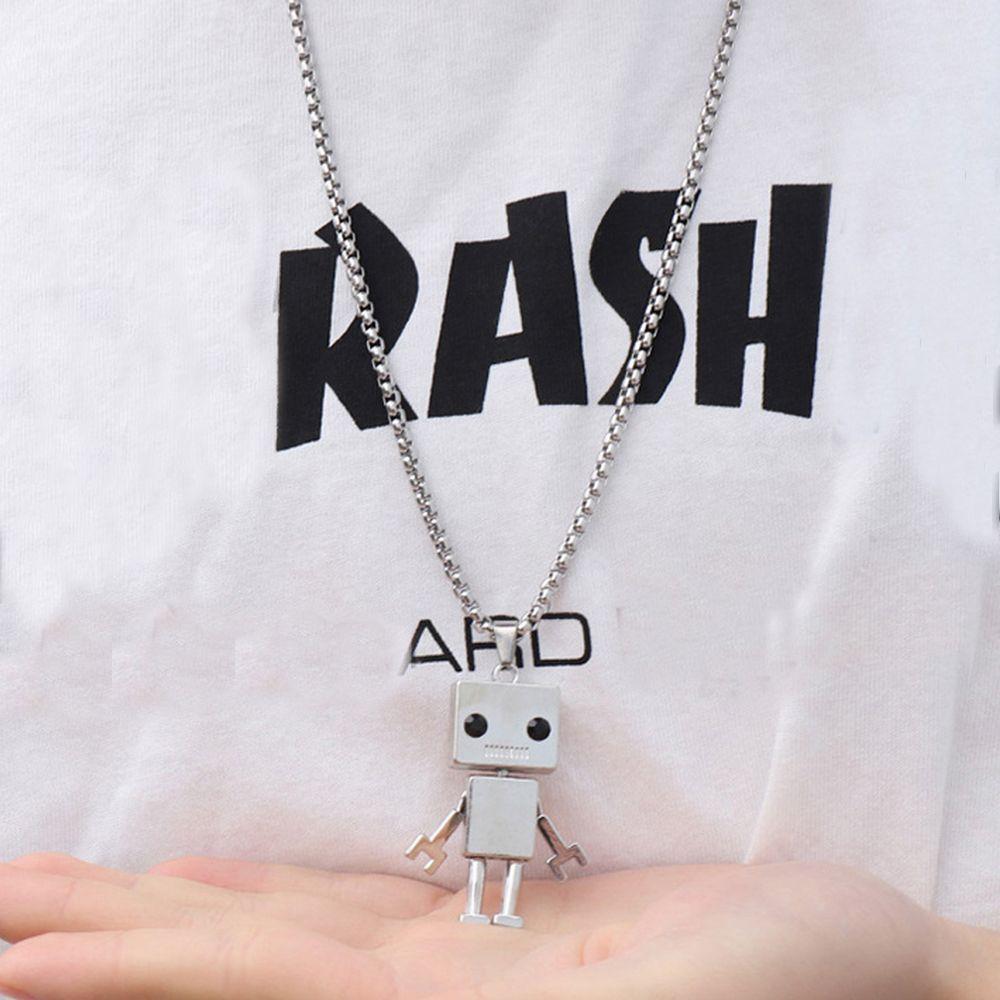 Industry Unisex Stainless Steel Metal Pendant Choker Robot Necklace Birthday Present Man Necklace