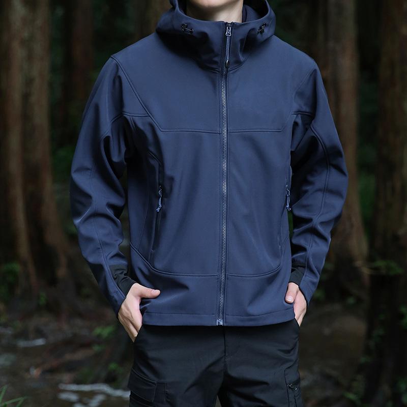 Мужская весенняя куртка софтшелл с капюшоном, ветрозащитная, водонепроницаемая - повседневное уличное рабочее пальто