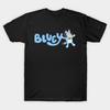 Мужская черная футболка с принтом Bluey Логотип Bluey Приключения Bluey Печать на трансферной бумаге без вырезания Хлопковая футболка
