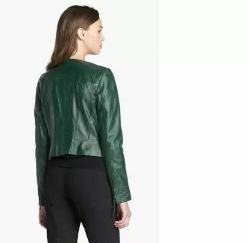 AL KHALID настоящая мягкая зеленая овечья кожаная куртка в стиле мотоцикла женская байкерская стильная