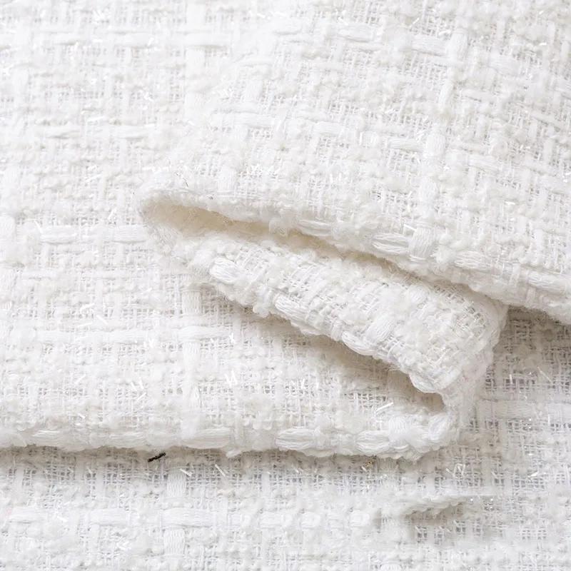 Утолщенная твидовая ткань для жилета, пальто, платья, одежды, DIY шитья, пайеток, шерстяная ткань, черный, белый, красный, синий, на полметра, зима