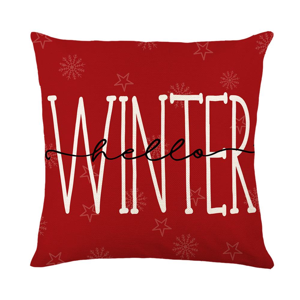 New Christmas Pillow Cover with Red and Green Letters Printed Hand-painted Christmas Pattern Sofa Polyester Pillow Cover
