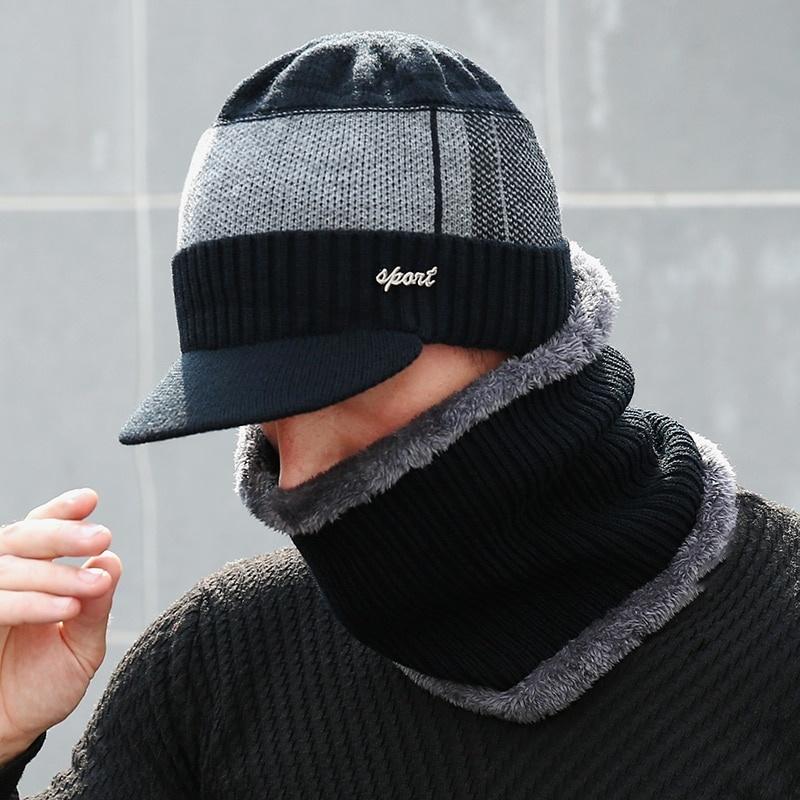 Winter Hats for Men Skullies Beanie Hat Winter Cap Men Women Wool Scarf Caps Set Balaclava Mask Gorras Bonnet Knitted Hat for Winter Snow Weather