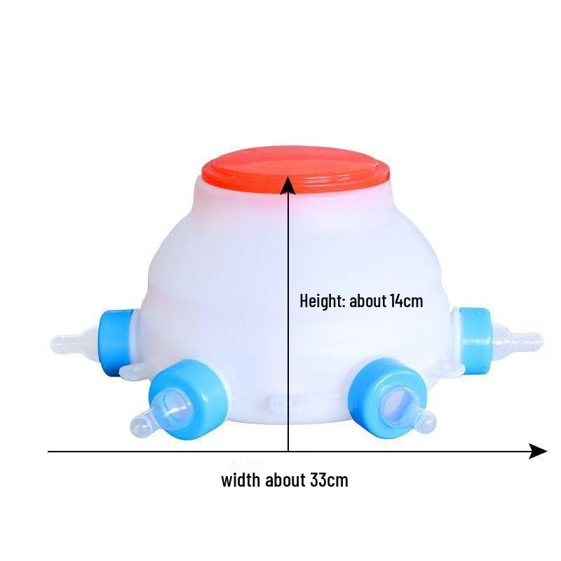 Piglet Milk Feeder: 2.5L Bottle with 6-Nipple Nursing System