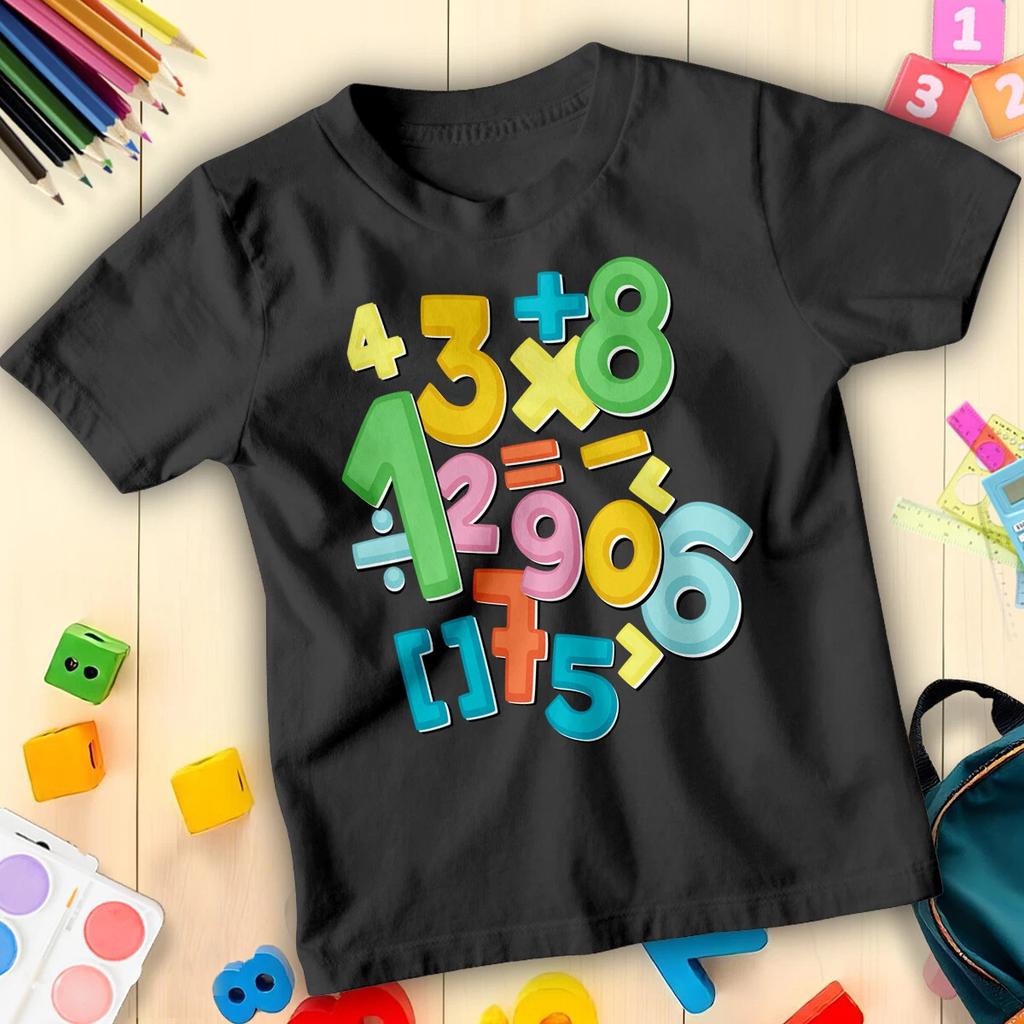 Boys and Girls Colorful Large Number Day Maths Day Ideas T-Shirt Tee for Kids#ND