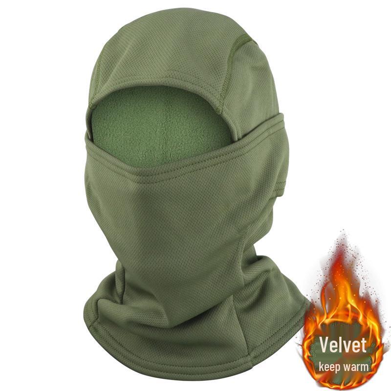 Velvet Camouflage Tactical Balaclava: Windproof, One-Piece Ski Face Mask & Helmet Liner for Autumn/Winter Cycling.