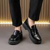 Новые модные лоферы на мягкой подошве с противоскользящим эффектом для подростков, классические черно-белые мужские удобные кожаные туфли на толстой подошве