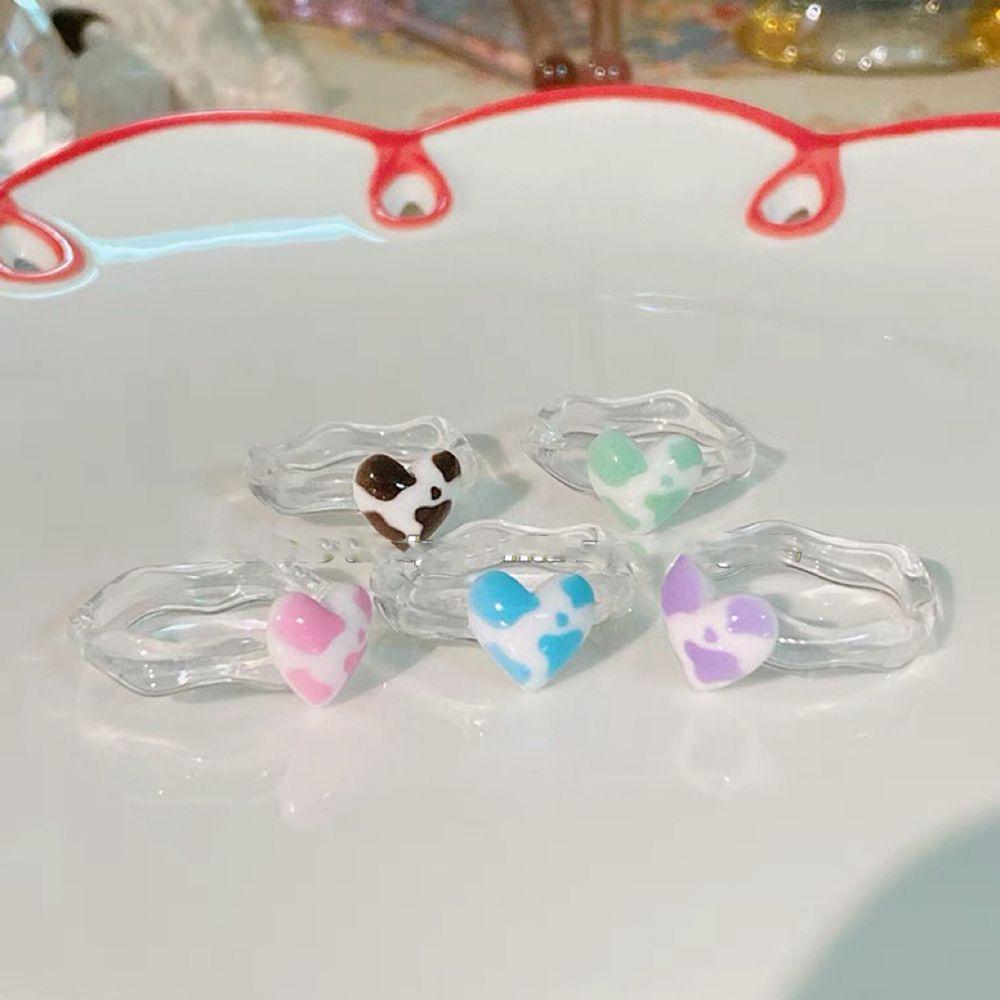 Gift Dream Colorful Leopard Creative Transparent Finger Ring Female Ring Heart Korean Style Ring