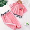 Комплект детской одежды из 2 предметов, весенне-летние костюмы для девочек, топ с короткими рукавами с надписью «вишня» + брюки, комплект одежды