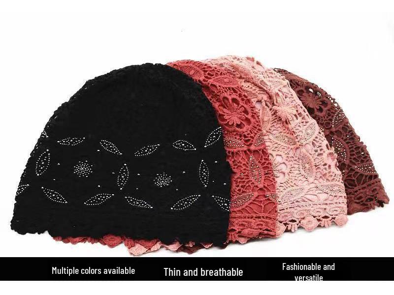 Women's Spring & Summer Floral Dot Baotou Hat - Lightweight, Double-Layered for Gray Hair Coverage