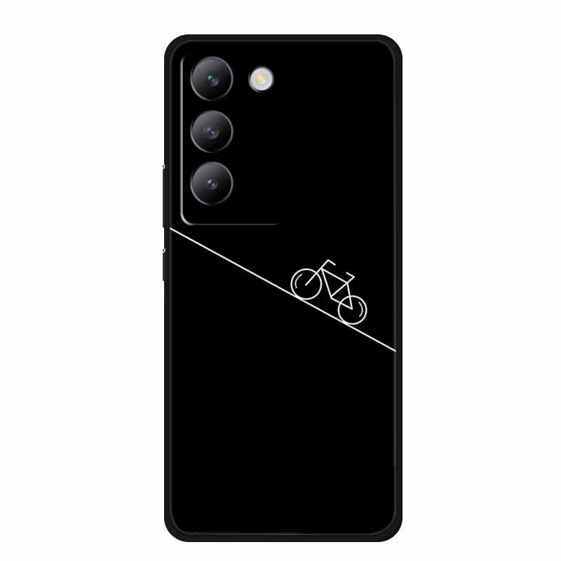 Vivo V40 SE Черный Мягкий Чехол из ТПУ для Телефона - Простой Дизайн с Линиями