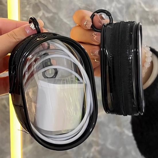 Data Cable Charger Storage Bag Transparent Design Waterproof Lightweight Easy Access Headphone Storage Bag with Zipper