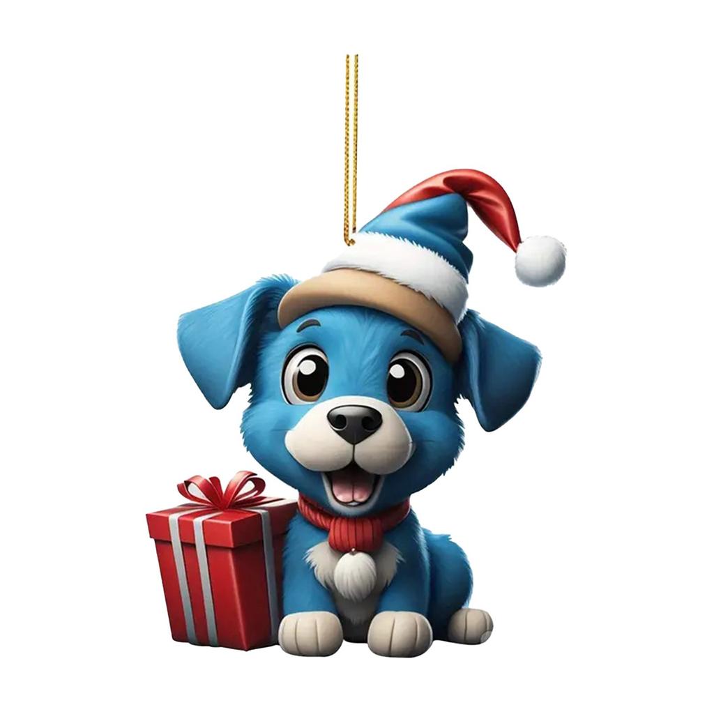 New Christmas Dog Christmas Tree Decorations Pendant Acrylic Flat Christmas Gift Decoration Pendant