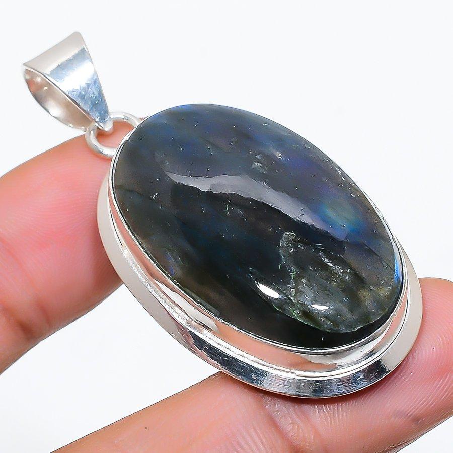 Labradorite Gemstone Handmade 925 Steling Silver Jewelry Pendant 2.05" GK-4594