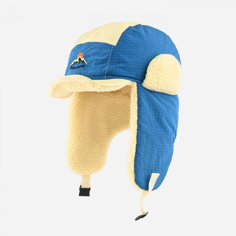 Unisex Winter Warm Fleece Lined Aviator-Style Beanie Hat With Embroidered Patch Windproof Ear Protection Skiing Hiking