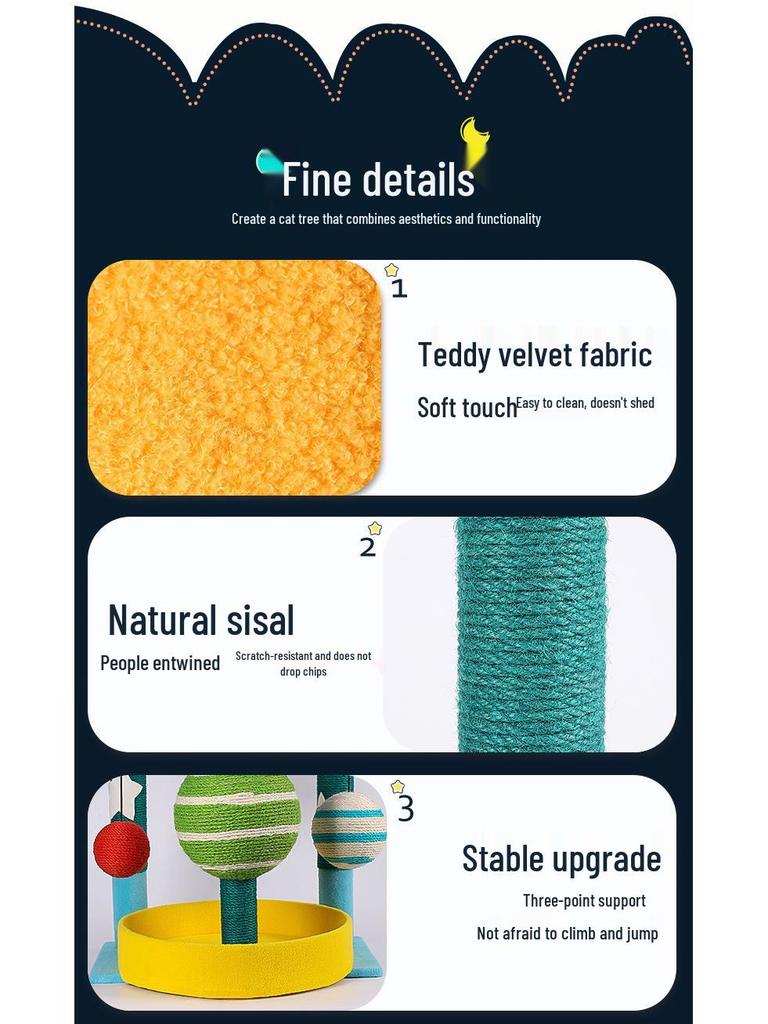 Кошачий игровой комплекс «Звездное небо» с сизалевой когтеточкой и кроватью-капсулой.