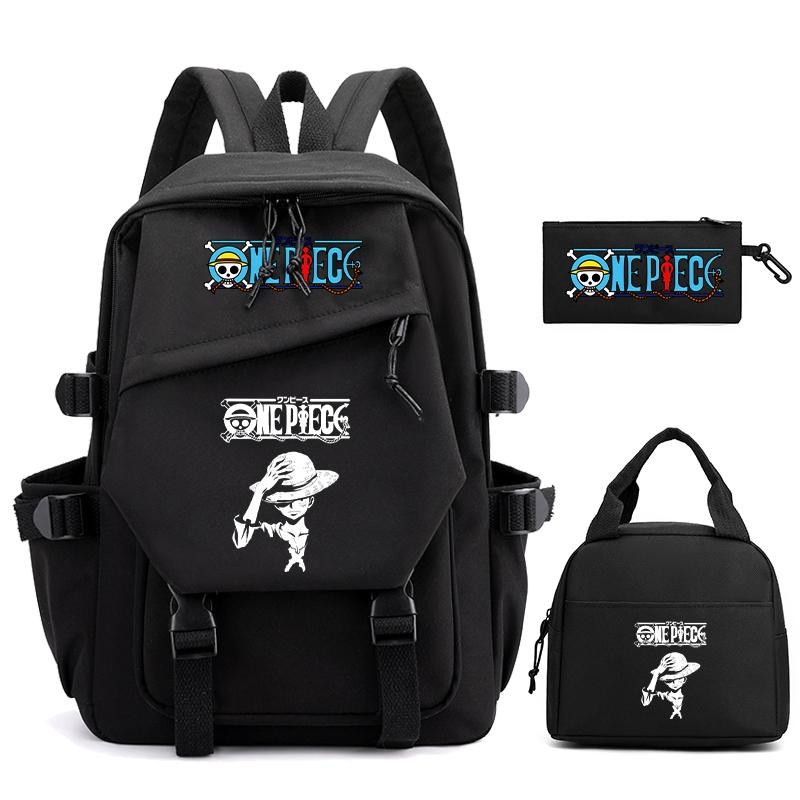 3 шт./компл., цельный нейлоновый рюкзак в стиле аниме с сумкой для обеда для девочек и мальчиков, школьный рюкзак для мужчин и женщин, дорожная сумка для отдыха